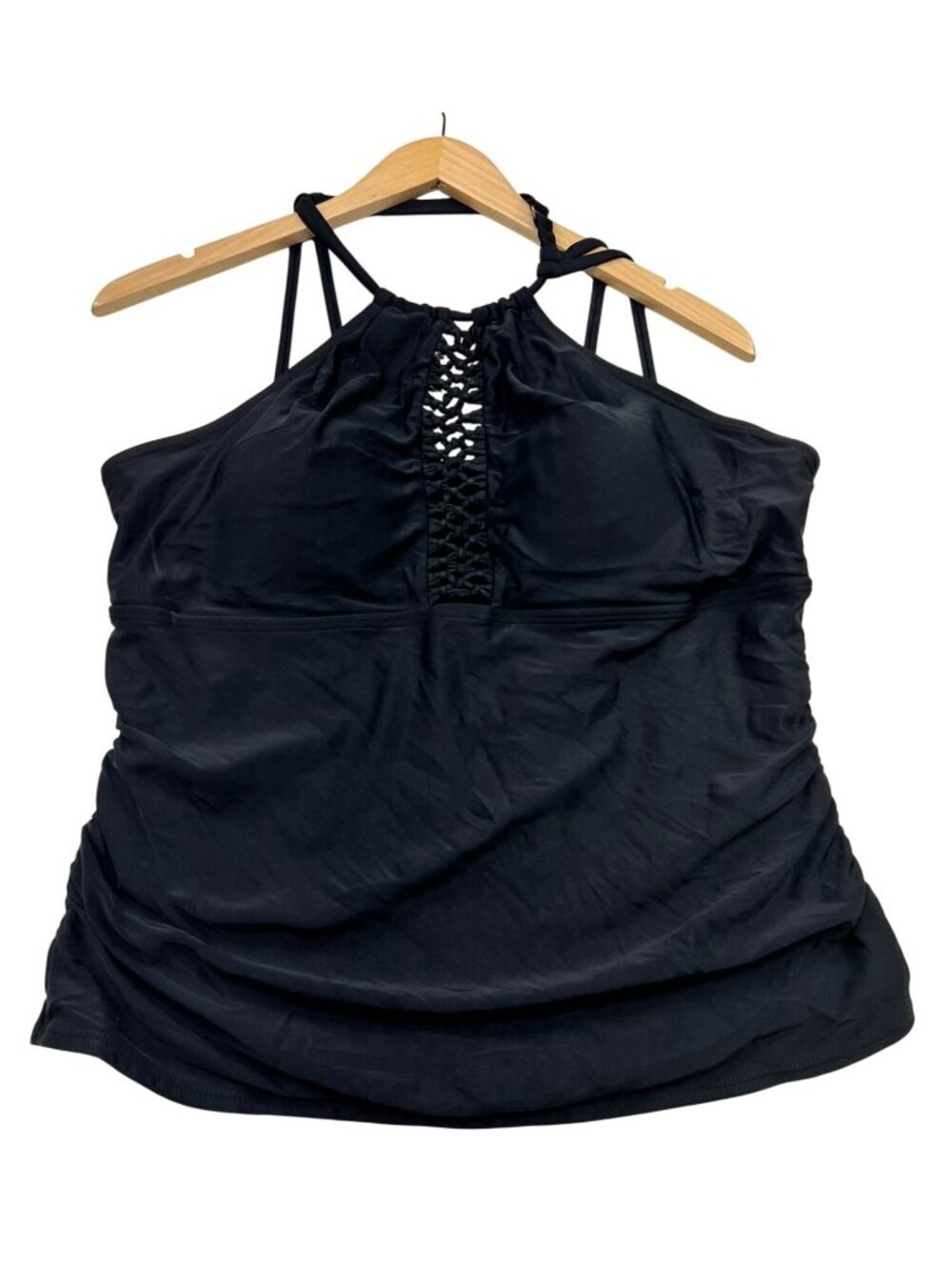 Swimsuits For All Black Womens Halter Tankini Swimsuit Size 16 Black Swimwear
